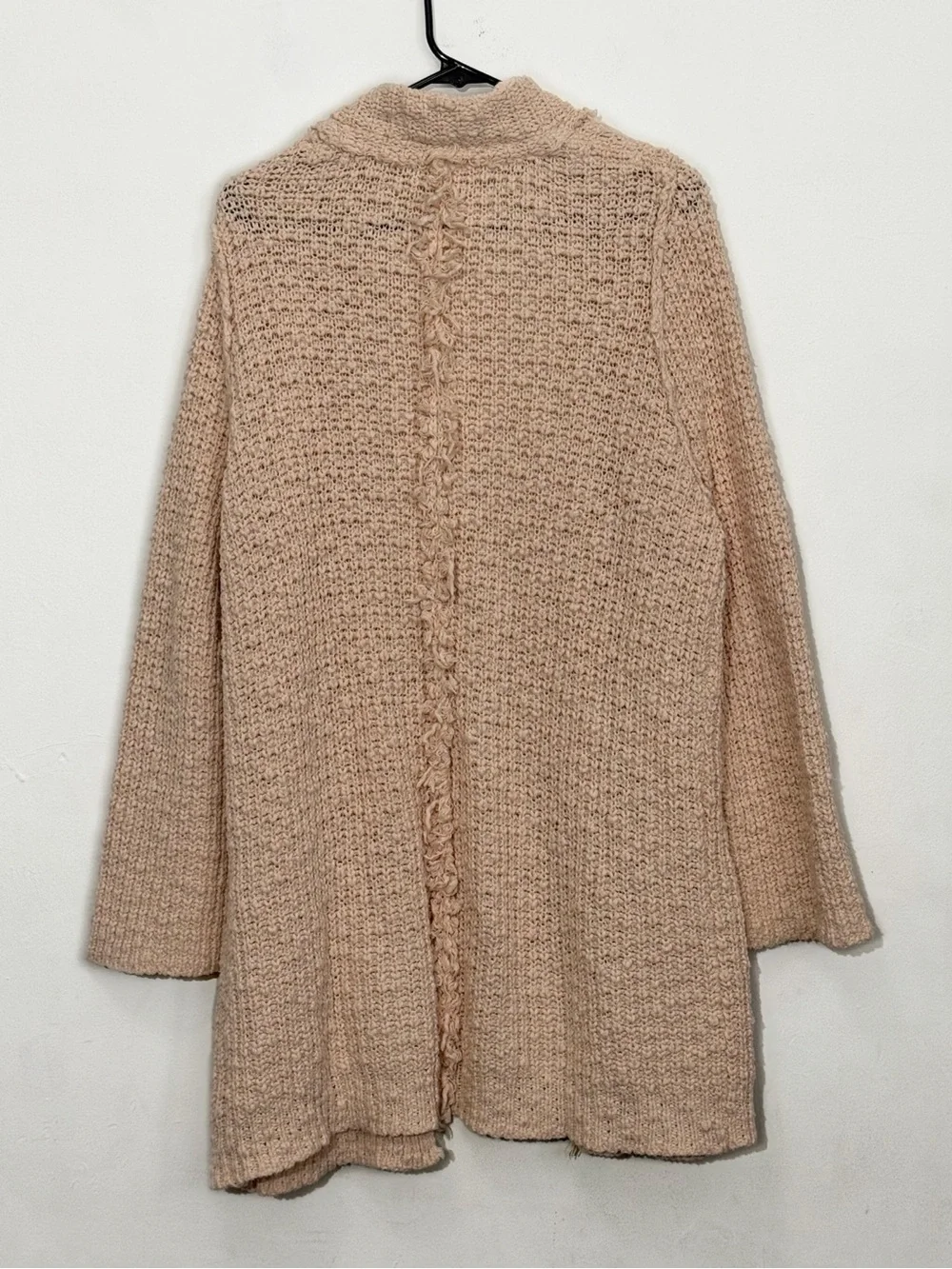 Free People Waterfront Cardigan Open Front Chunky Knit Cozy, Peach Fuzz size S